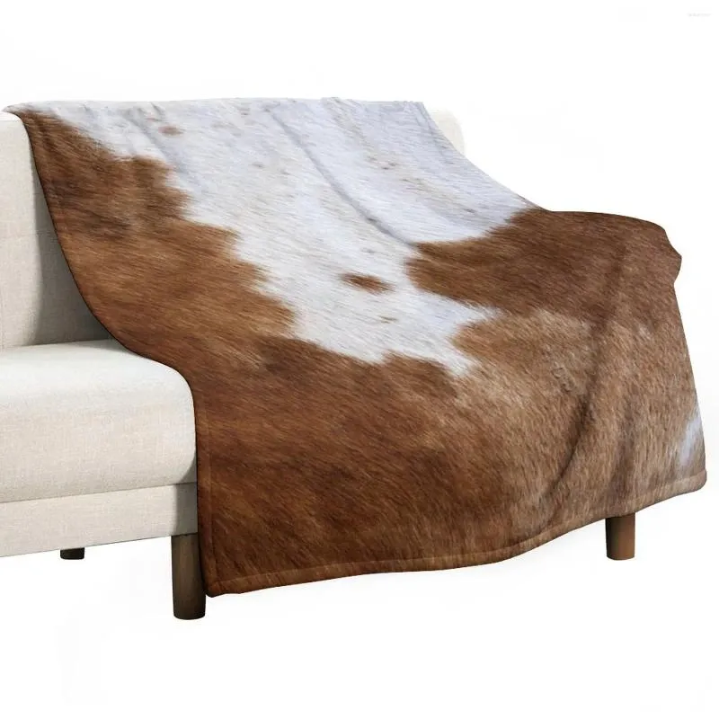 Blankets Cow Hide Brown & White Throw Blanket For Sofa Flannels