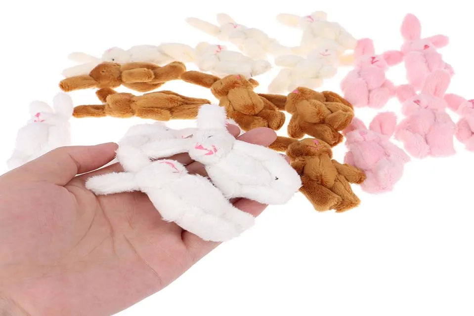 10pcs 6cm 4Colors Soft Mini Joint Rabbit Pendant Bunny pour la chaîne clé Bouquet Toy Doll Ornaments Gift4703786