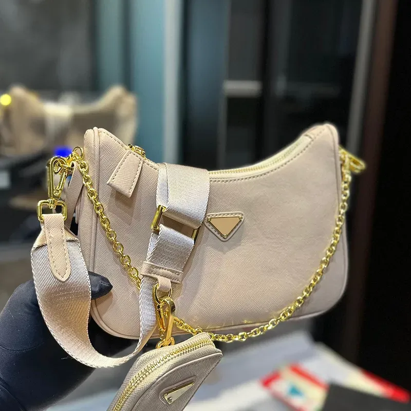 女性デザイナーSaffiano Hobo UnderArm Shourdle Bag Italy Luxury Brand P Triangle Cowhide Leather Crossbody Bags Lady Canvas Strapイブニングハンドバッグ