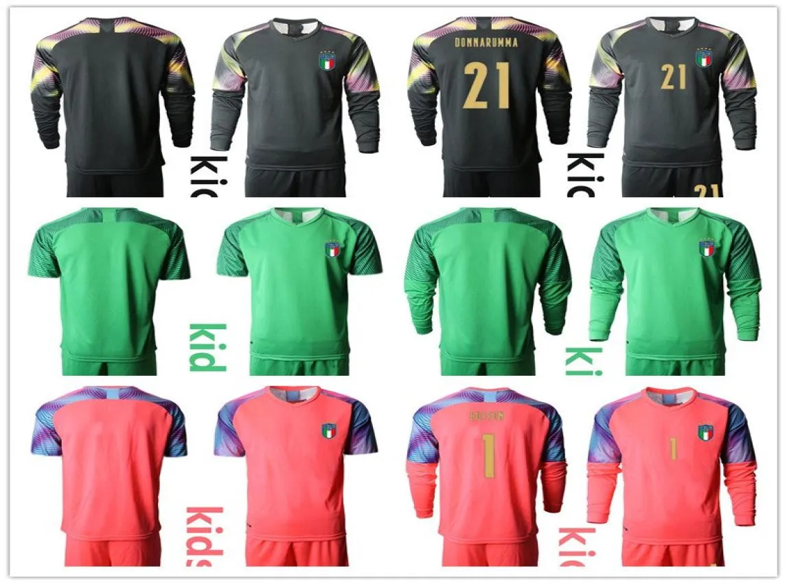 2020 2021 이탈리아 어린이 골키퍼 유니폼 1 Buffon 21 Donnarumma Long Sleeve 골키퍼 T 셔츠 키트 어린이 골키퍼 5572955