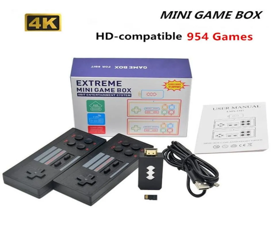 HD 4K 954 Mini Video Game Console Builtin 954 Retro Videospel 8 bit Retro Classic Gaming med dubbel trådlös styrenhetsutgång D4877977