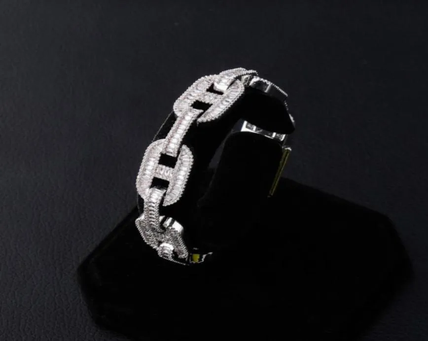 Miami 14 mm Pringing Setting Cuban Link Chain Baguette Bracelet Iced Out Cumbic Zirconia Bangle Hip Hop Jewelry8792901