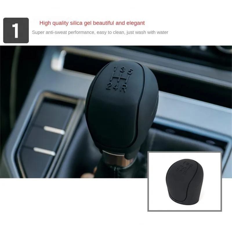 Genuine Leather Gear Shift Knob Cover – Black With Red Stitching, Clip-On Design