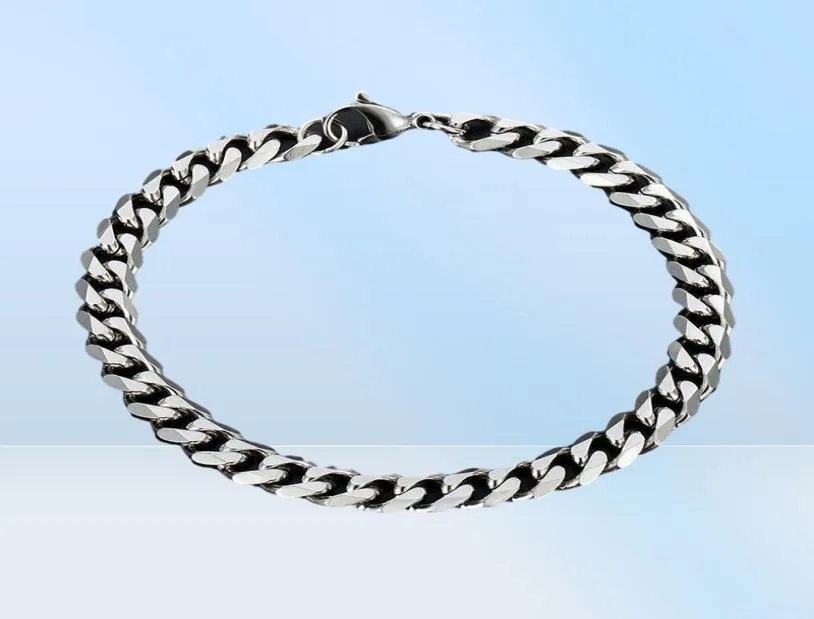 Bracelet Cuban Link Mens Braclet Men Wide Wide en acier inoxydable Bracelet mâle accessoires en acier masculin Bracelets Chain de roche à la main Men Q062127387