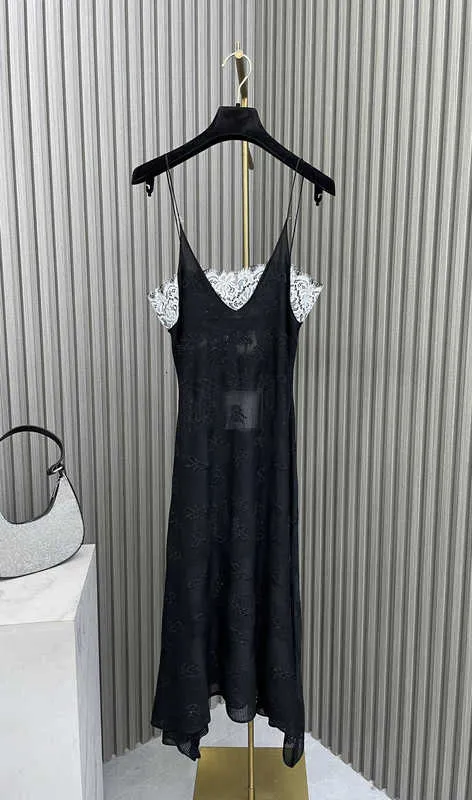 Basic & Casual Dresses designer Shenzhen Nanyou Huo~24 Summer New Product Xiaoxiangfeng Heavy Industry Hot Diamond Hollow Suspended Belt Long Skirt I6Y8