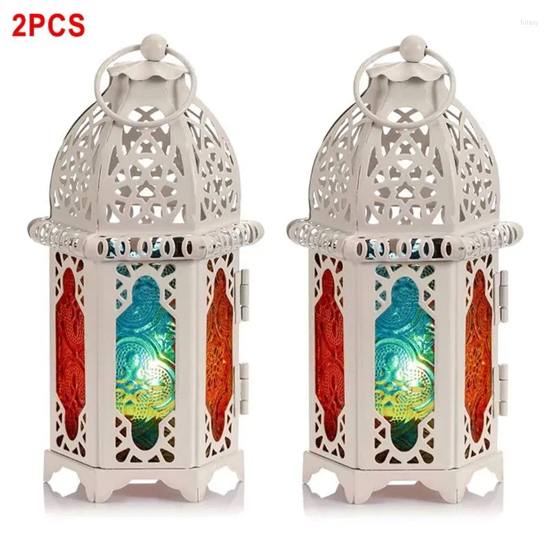 Держатели свечей бренд европейский подсвечник винтажный подвесной держатель марокканский стеклянный фонарь свадебный дом 2pcs 2pcs