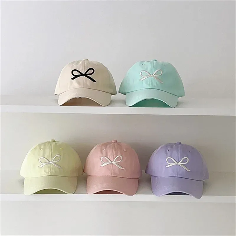 Baby Girl Bow Embroidered Baseball Caps Children Casual ed Hat Adjustable Infant Toddler Girls Sun Hats Kids Accessories 240401