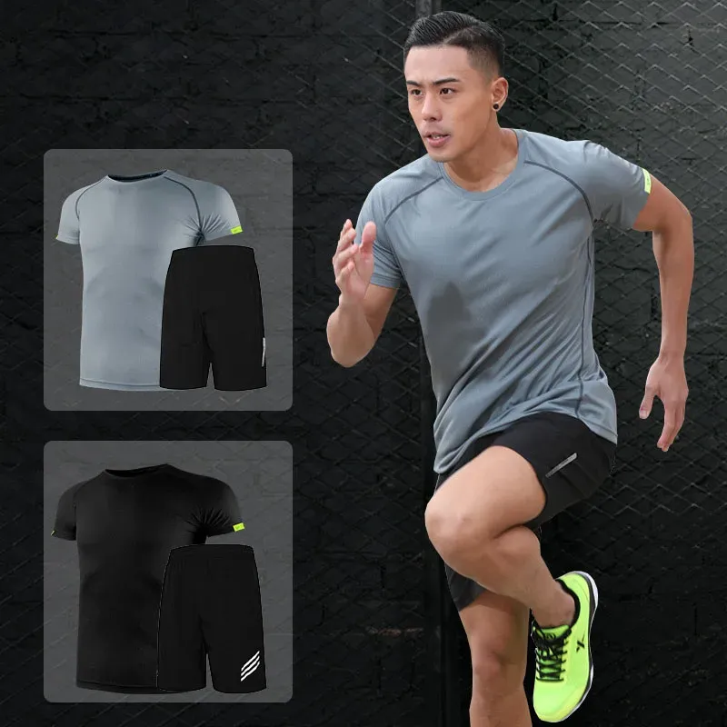 Krótki Zestaw Sportowy Zestaw Sportowy Kobiety Sport Sport Koszulka Sport Mężczyźni Mężczyźni 2PCS do piłki nożnej Fitness Men Tshirts+Shorts Sets