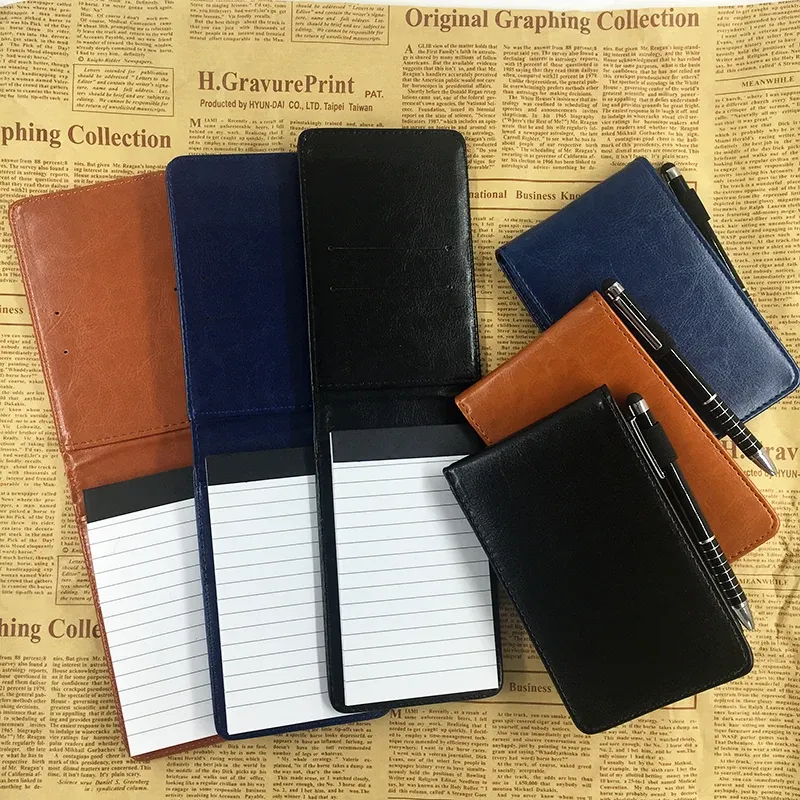 Notebooks Multifunction Pocket Notebook Planner A7 Mini Small Notepad Portable Note Nook Leather Cover Business Office Stationery