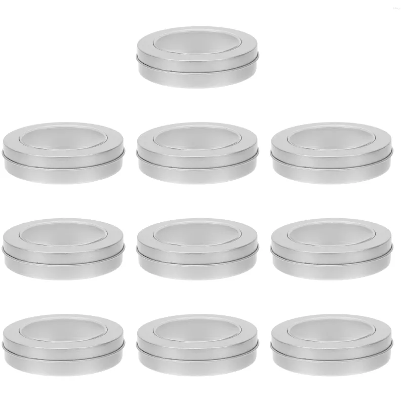 Schakel containers uit 10 pc's rekwisieten Sugar Cookie Tin Box Travel Small Clear Container Iron Candy Jar Tinplate sieraden