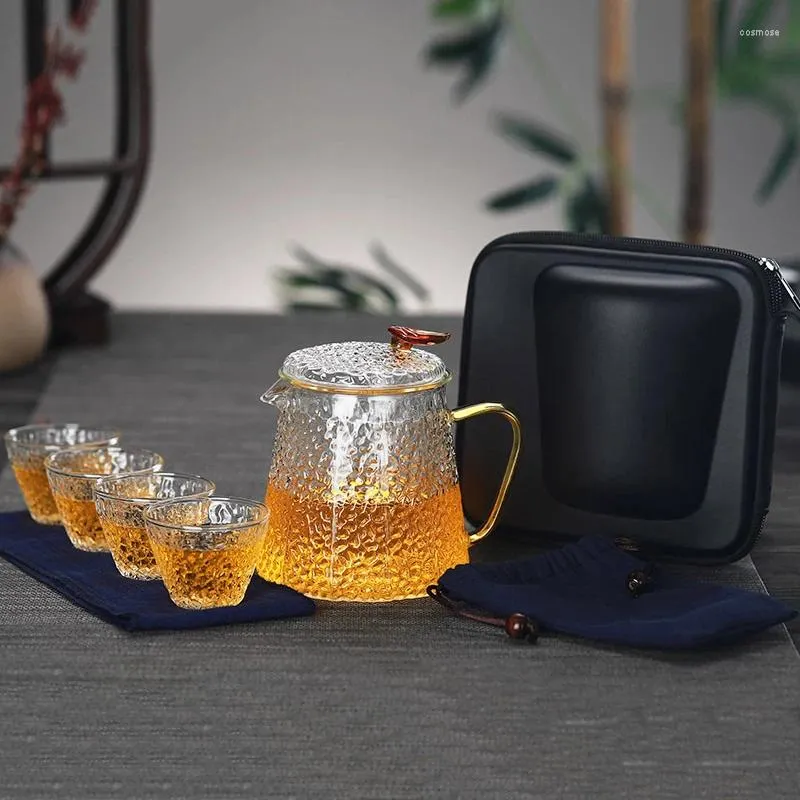 Teaware sets Flower Tea Coffee Glass Teapots Gaiwan theekopjes één pot vier kopjes Chinese draagbare reis met tas