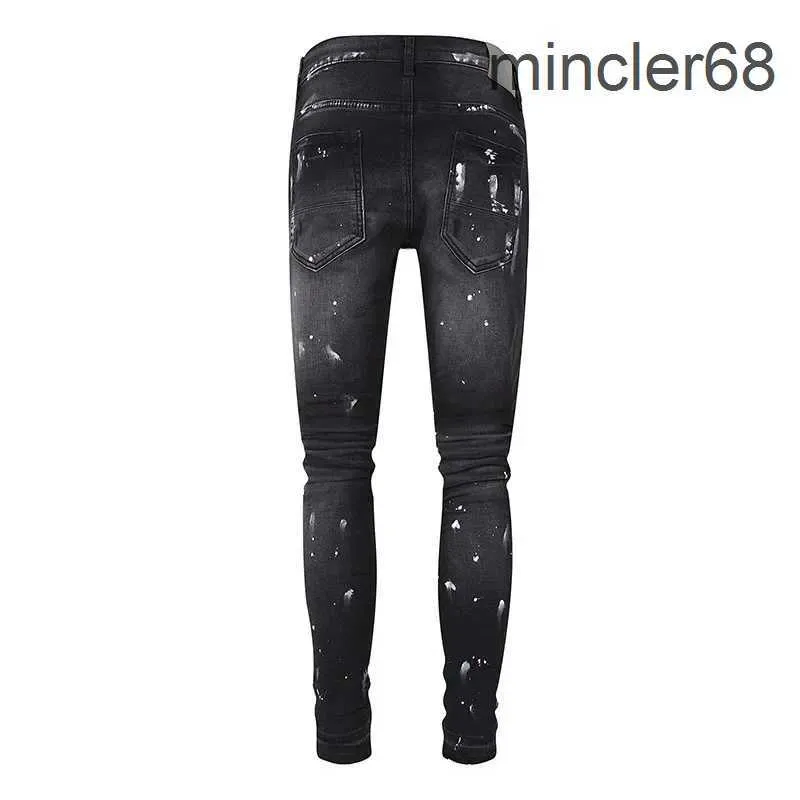 High street black paint distressed Purple Brand jeans Fashion high quality pants 1 1 28-40 size