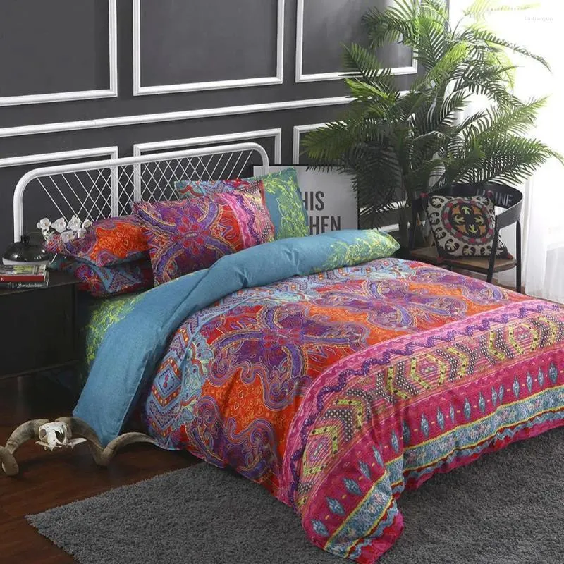 Yatak takımları 40juego de cama edredn estilo bohemio juego estampado funda almohada tekstil para hogar