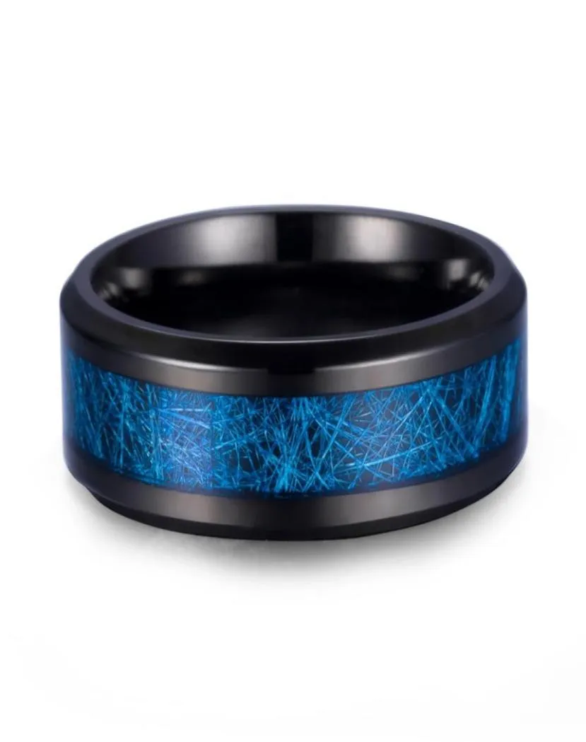 Last men's ring design black stainless steel blue camo inlay bands premier jewelry custom s arabia gold wedding good9668847