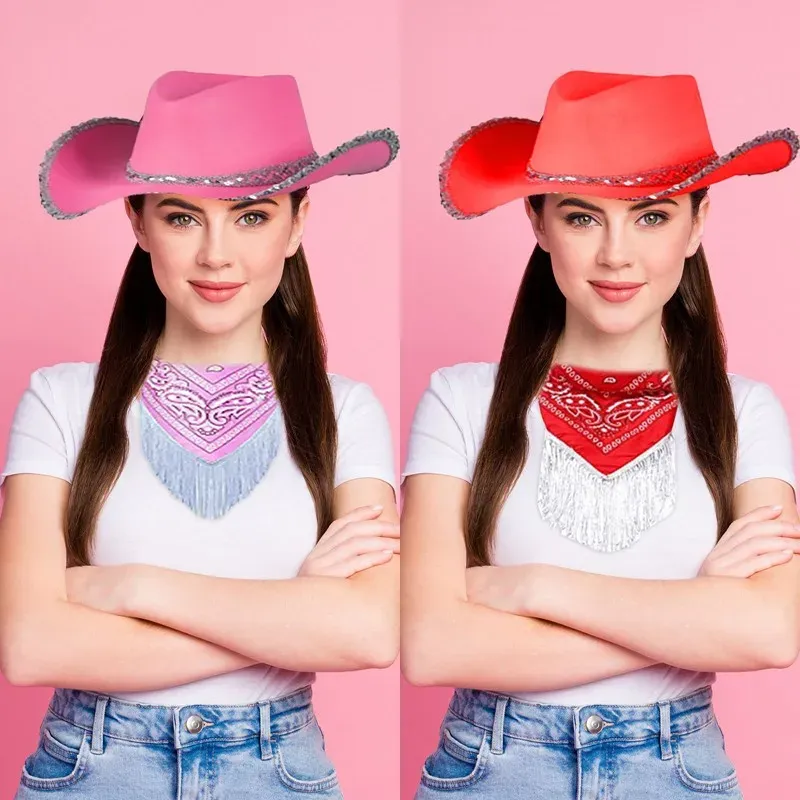 Chapeau de cowboy en cuir PU à la mode avec Sunhat Jazz Top Hat Cowgirl Hat pour adultes Party