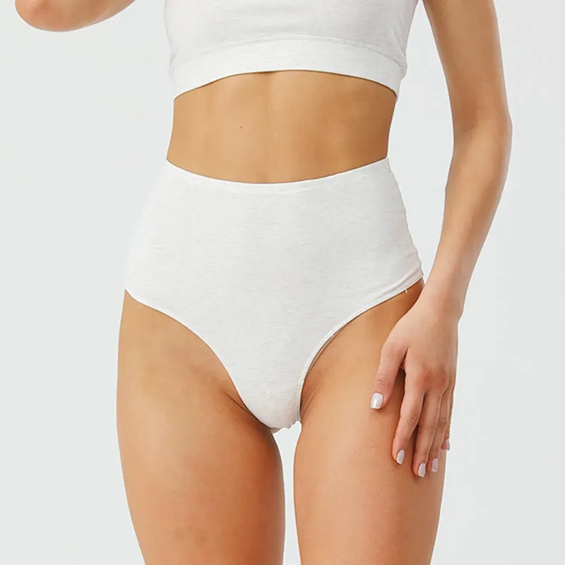 Kvinnors trosor plus storlek Pure Cotton Underwear High midja andningsbar thong elastisk slitsarskrapa se genom underkläder