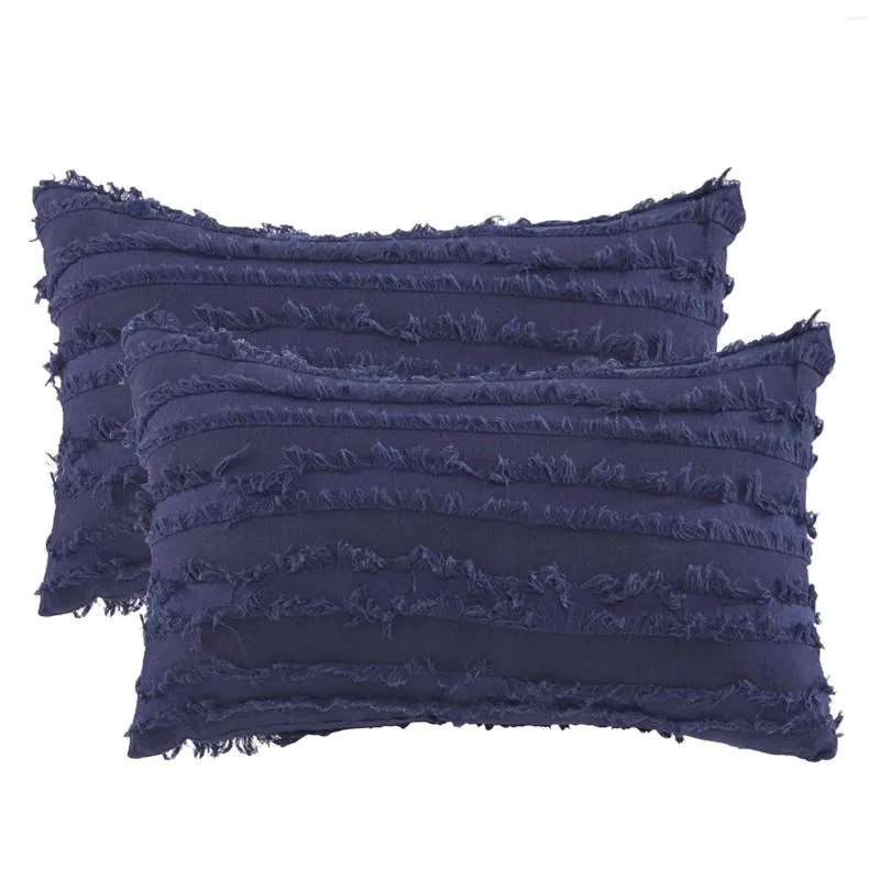 Juego de almohadas de 2 fundas de almohada de patrón jacquard rayado de lino boho rectángulo de tapa de tiro al hogar decorativo