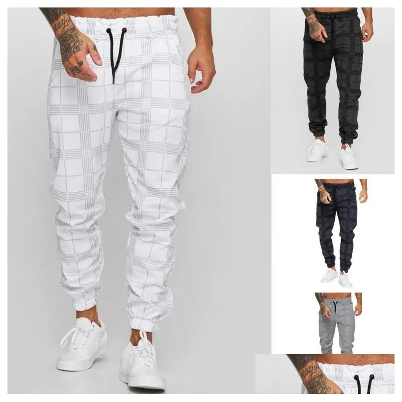 Herrbyxor herr sport jogger casual plädbyxor mode streetwear last fitness gym sweatpants kläder droppleverans kläder cl dhmlf