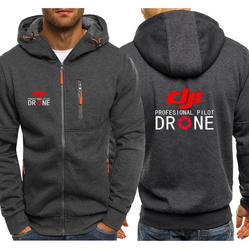 Jackor Spring Autumn Mens Jacket DJI Drone Pilot Pot -dragkedja Fashion Outwear Högkvalitativa toppar Harajuku Sportwear Casual Hoodies Sweatshirt