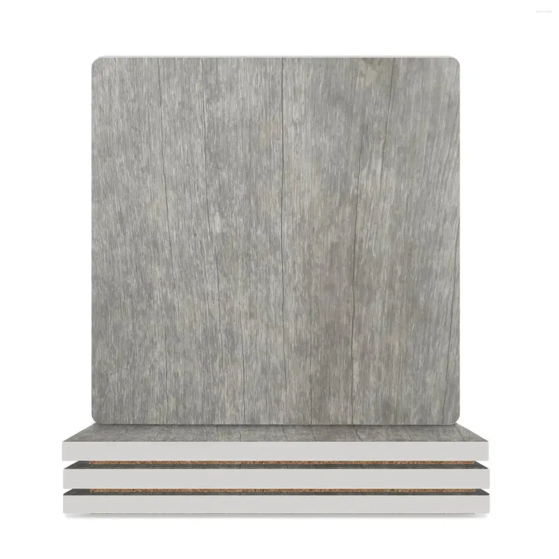 Table Mats Gray Wood Ceramic Coasters (Square) For Coffee Drinks Set Cute Kitchen