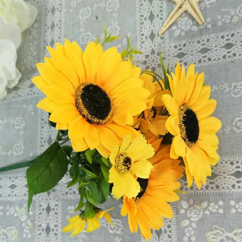 Decorative Flowers 3 Size Wedding Bridal Bouquet Simulation Sunflower Party Room Christmas Decoration Fake Artificial Flower Handicraft