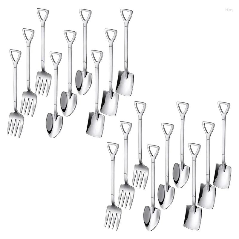 Coffee Scoops 18 Pieces Shovel Spoon Fork Handle Dessert Ice Cream Shape Fruit