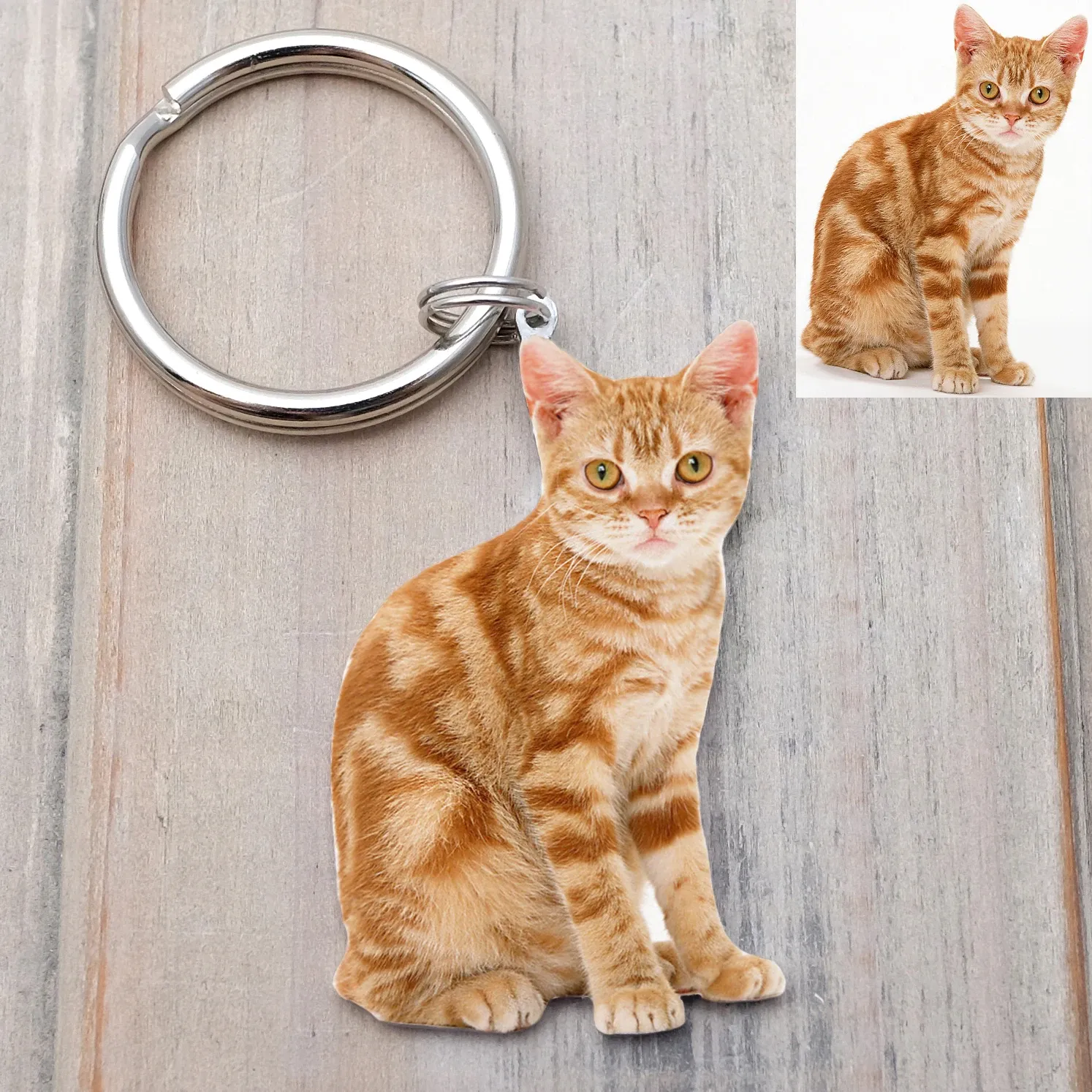 Rings Personalized Pet Photo Keychain Custom Animal Keychain Cat Dog Picture Keyring Photo Gift for Pet Lovers Dog Cat Memorial Gifts