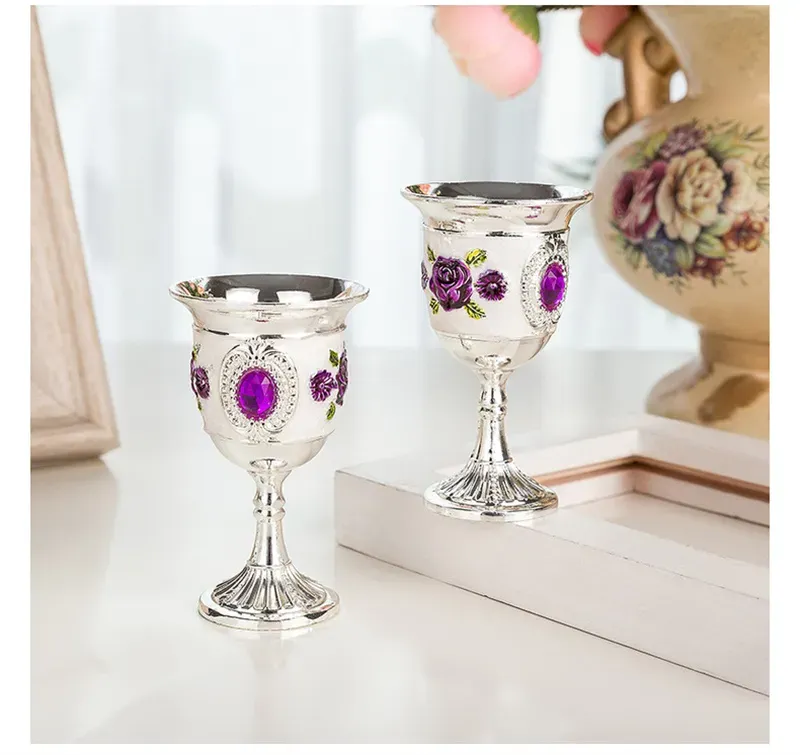 European Wine Glasses Alloy Liquor Goblet Beer Cup Shot Glass Luxury Home Decorations Party Gift