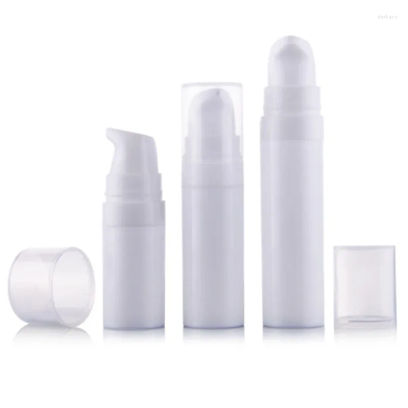 Lagerflaschen 30pcs 5 ml 10 ml 15 ml weiße luftlose Lotion Pumpenflasche Probe und Testbehälter Kosmetikverpackung