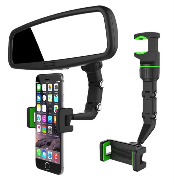 Universal Mount Telefoonhouder Multifunctioneel roteren 360 graden auto achteruitkijk spiegelophangers voor smartphon GPS -beugel 6275164