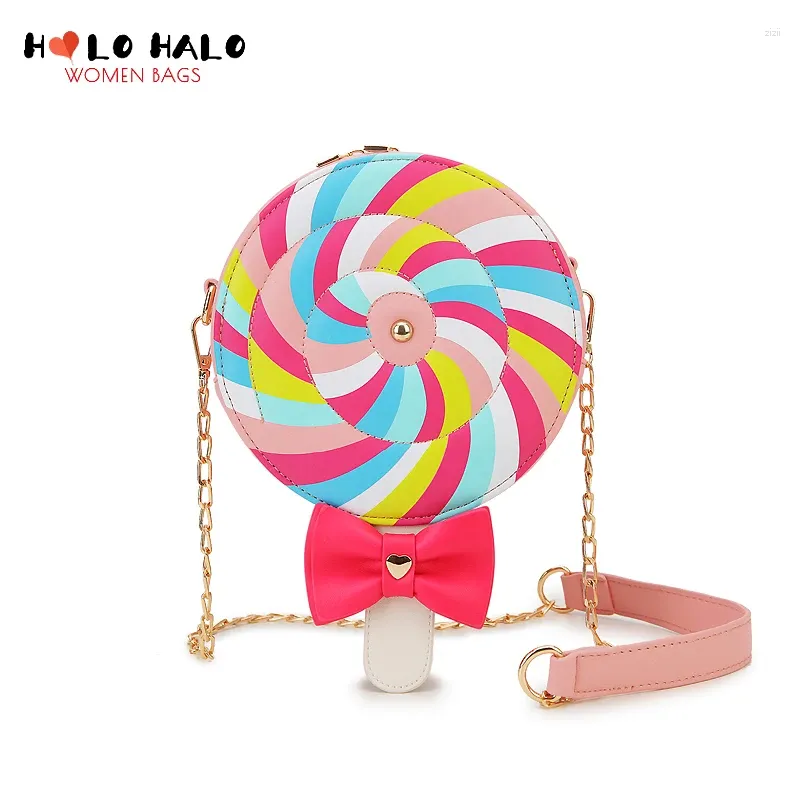 Evening Bags Cute Lollipop Shaped Purses And Handbags For Women Kawaii Circular Candy Chain Crossbody Bag Girls Novlety Shoulder Gifts