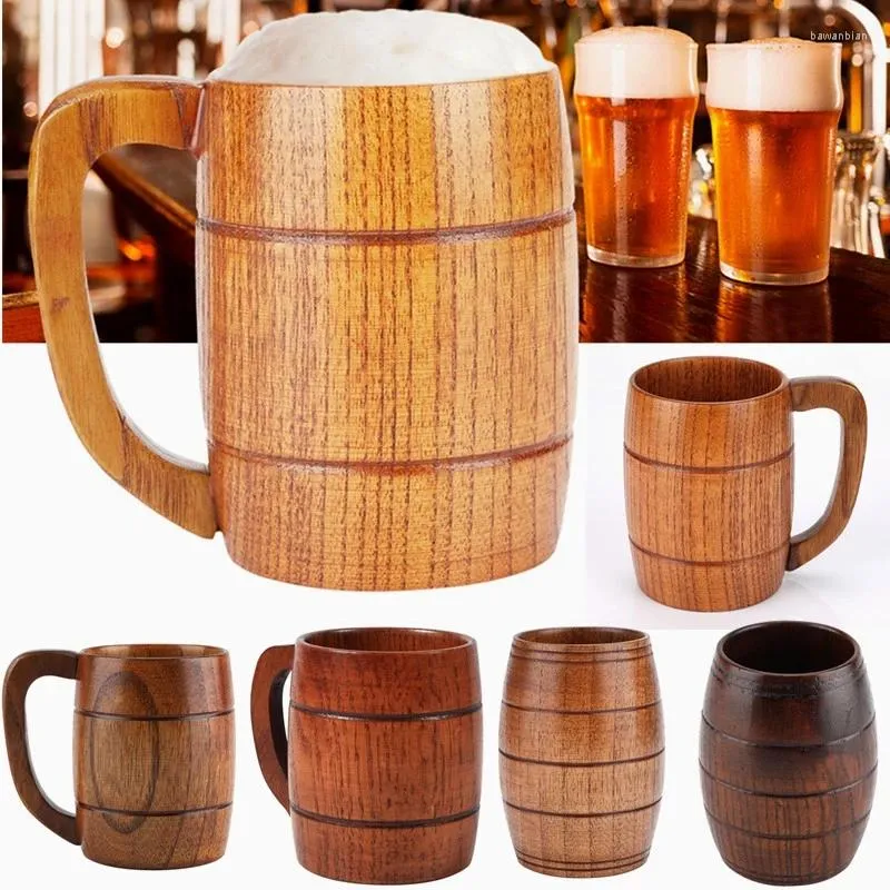 Becher Holz Bierbecher Retro Big Capacity Tea Wasser Klassiker Holz Trinkbecher Tasse