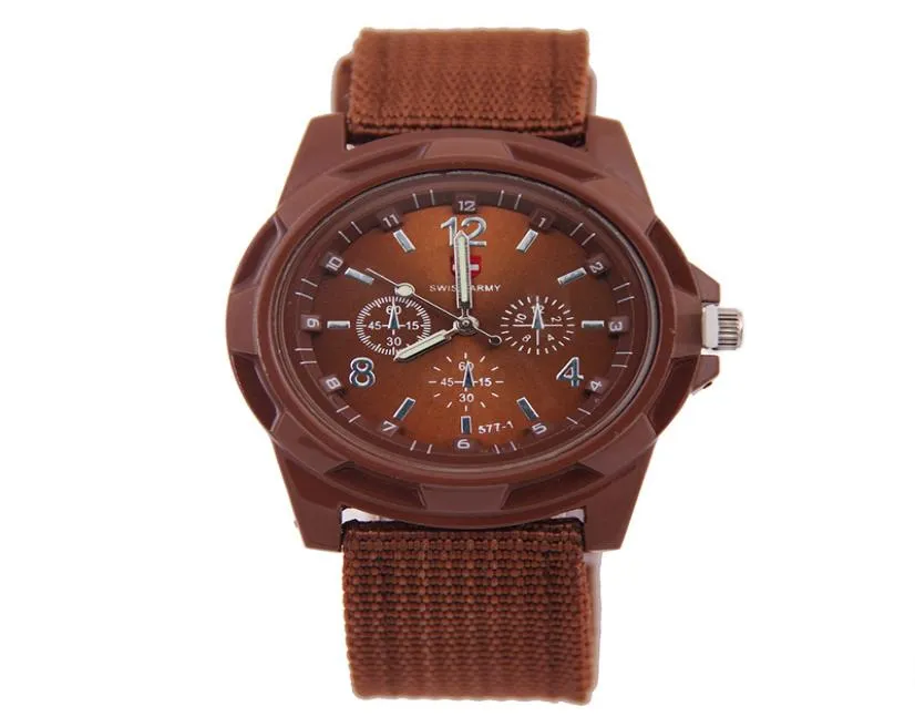 Ny toppmode Swiss flätad militärklocka Sea Land and Air Army Sports Quartz Watch Men Canvas Strap Casual Clock Men9942354