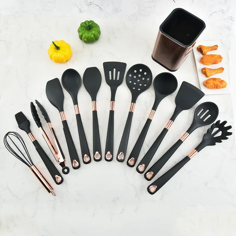 2024 Kitchen Cookware Silicone Kitchenware Non-stick Cookware Cooking Tool Spatula Ladle Egg Beaters Shovel Spoon Soup Utensils Set for