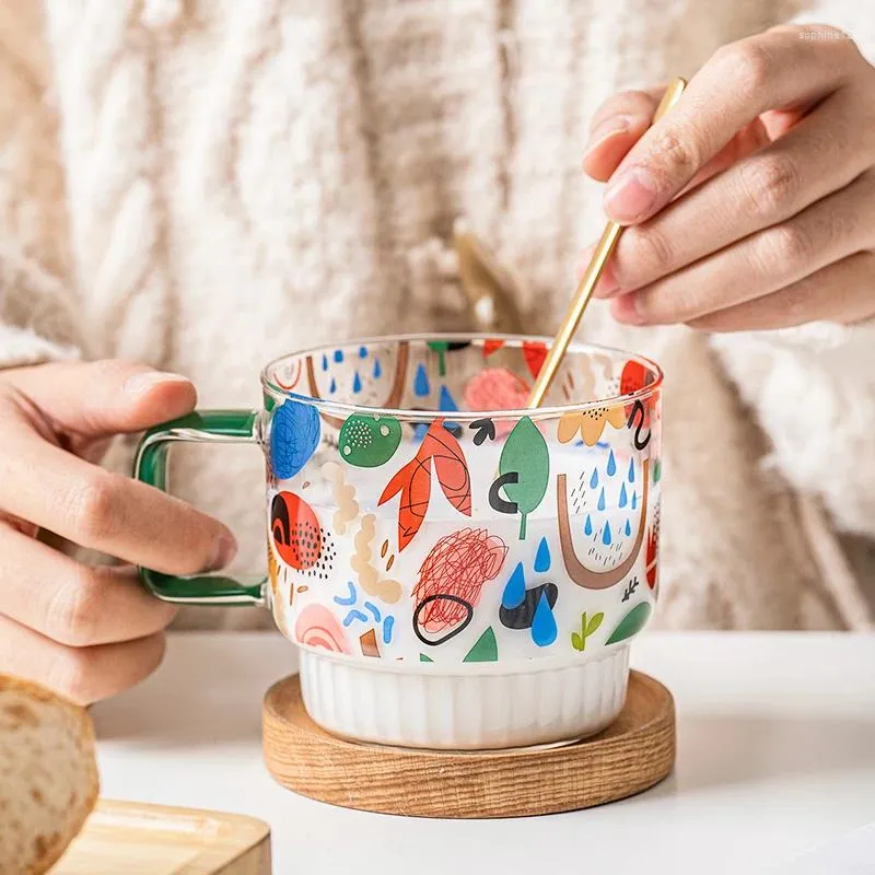 Verres à vin jinyoujia 450 ml thermure de verre résistant à la chaleur petit déjeuner mlik coffre tasse ménage de bureau