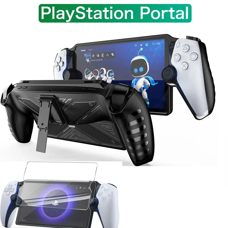 Cases TPU Beschermende case Shell Cover Guard met opvouwbare stand ergonomische handgreep grip voor PS5 PlayStation Portal Remote Player met film