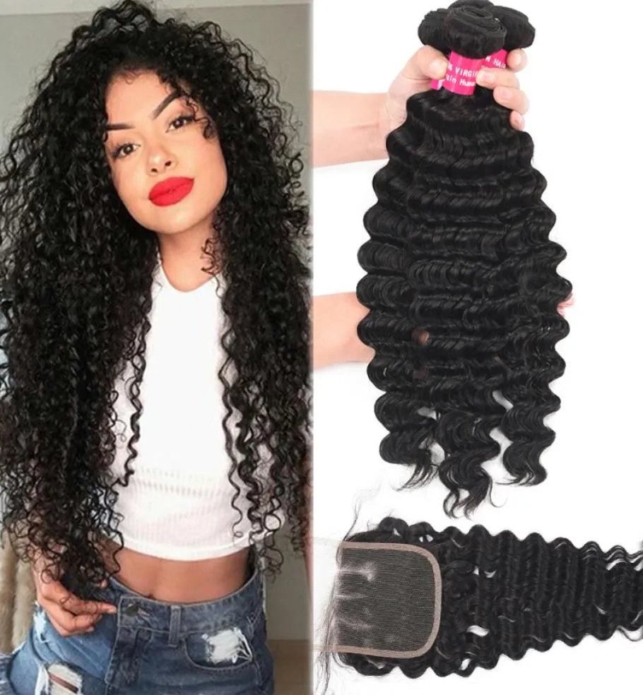 9a Cabelo virgem de onda profunda brasileira 3 Pacotes com fechamento 100 Ondas peruvanas não processadas De profundidade, corporal curto solto humano HA4133887