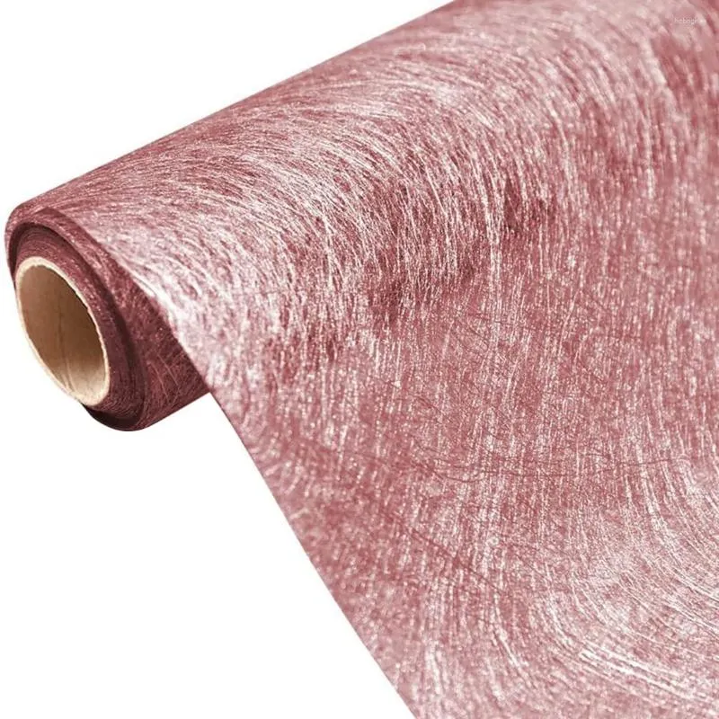 Dekorativa blommor Rose Gold Table Runner Metallic Fiber Icke-vävt tyg för bröllopsfest dekoration gåva blommig inslagning 30 cmx10m