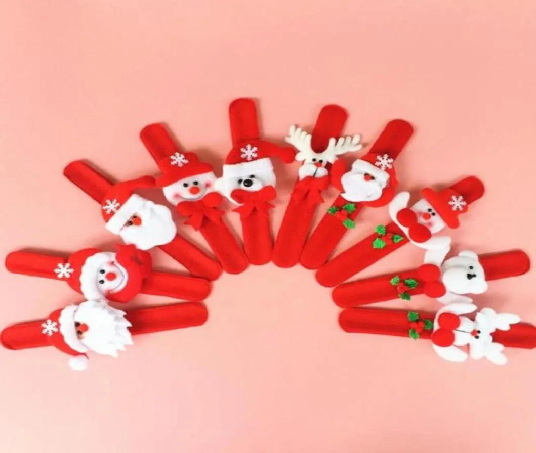 Xmas Party gynnar Santa Claus Slap Armband Christmas Reindeer Wrist Band Bangle Festive Event Kids Adults Gift Red9220646