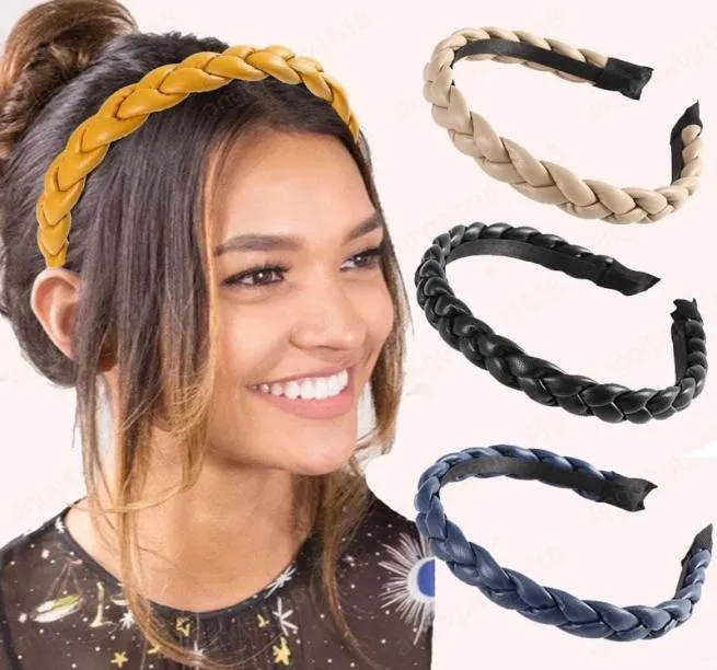 PU Camada diadema Fashion Accesorios para el cabello para el cabello Color sólido C Corea S Hairan Mujeres Niñas Bisel Hoop Healwear8652234