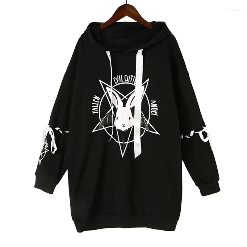 Kadın Hoodies Kpop Head Punk Stil Kapüşonlu Külot Kadınlar Büyük Boy Günlük Uzun Sweatshirt Kadın Üstleri İyi Seks Mujer Giysileri