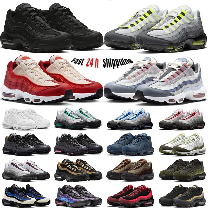 Designer 95 Chaussures de course Men Femmes 95s Triple Noir blanc Og Néon Stadium vert cristal bred bred beetroot solaire rouge olive masculine baskets