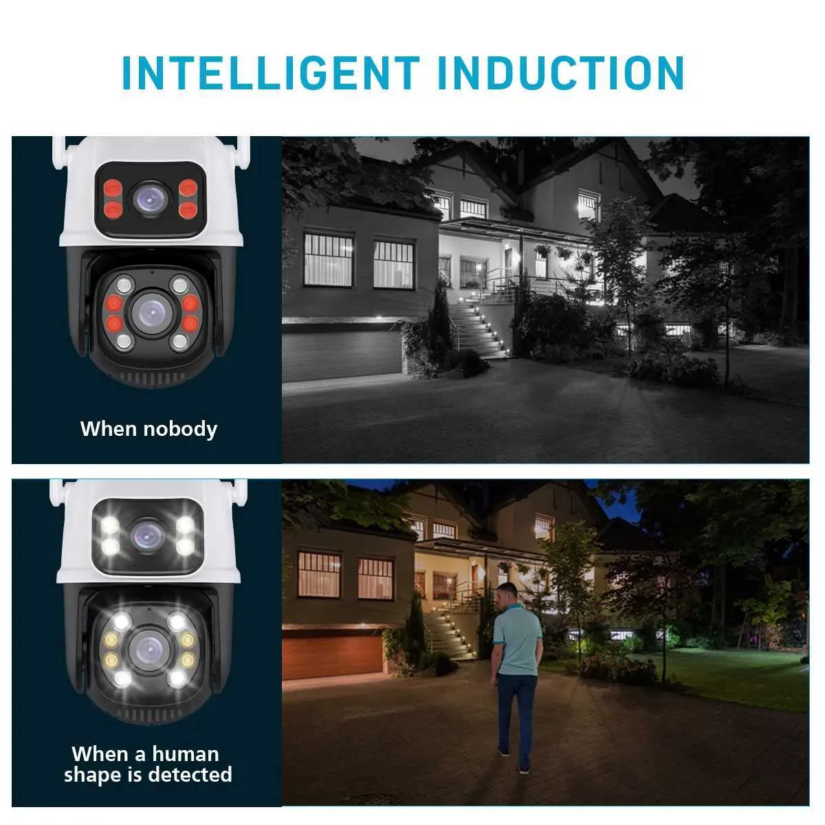 IP -kameror Hiseeu 4K 8MP PTZ WIFI IP -kamera Dual Lens 5x Zoom AI Human Detect Wireless Surveillance CCTV Cameras Säkerhetsskydd 240414