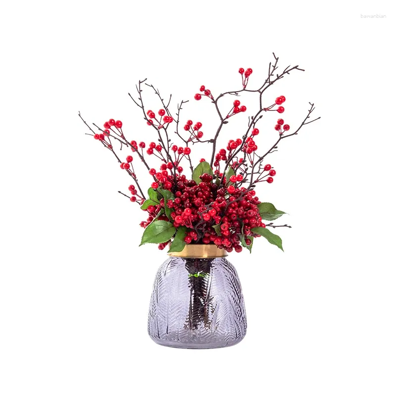 Vases Verre Luxury Floral avec baies Table basse globale Décoration douce Décoration Ornements salon