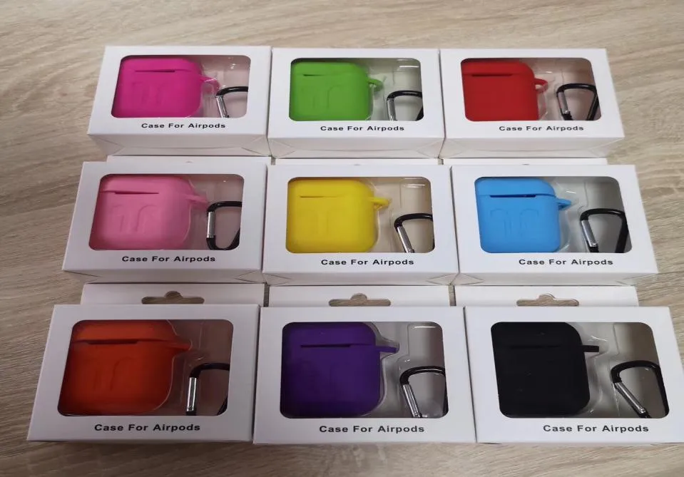 2IN1 Apple AirPods Case Silikon miękkie osłona osłony Airpod Cover Cage Słuchawki Dowód z haczykiem detaliczny DHL Shipp7958052