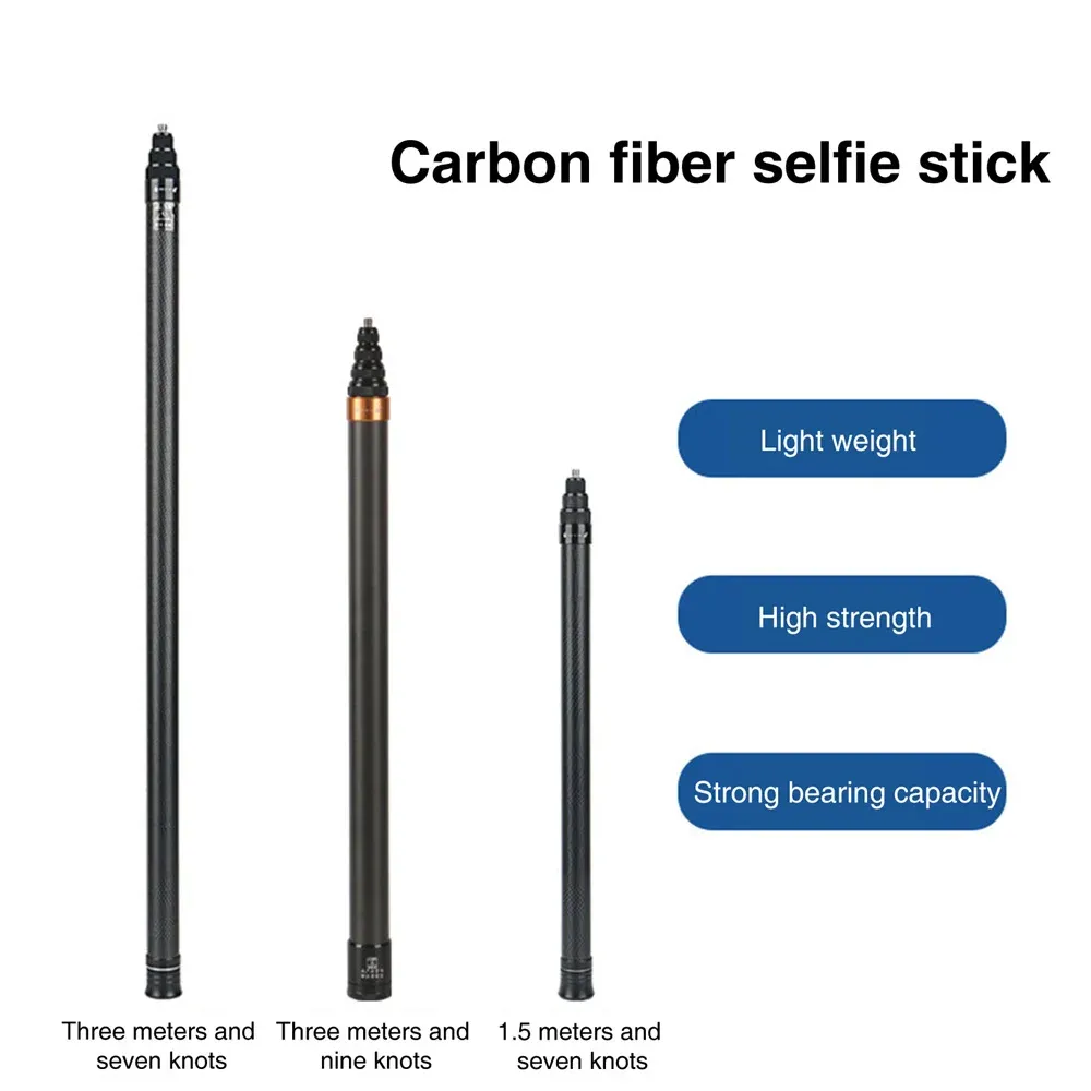 Sticks pour Insta360 Stick Selfie invisible 300 cm Fibre de carbone Stick Selfie pour Insta360 x3 GoPro 12 11 10 Action Selfie Stick