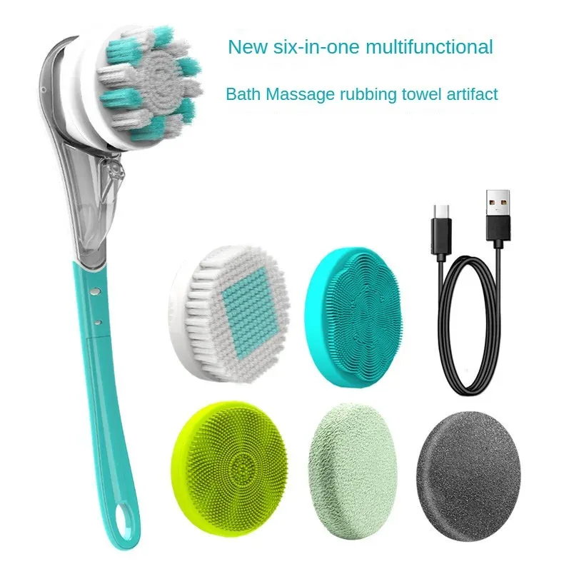 Massager New Waterproof Electric Bath Brush Multifunctional Massage Bath Brush Household Long Handle Back Rubbing Artifact Body Brush