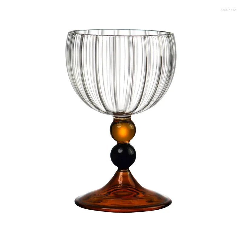 Wine Glasses Vintage Goblet 171ml Clear Nordic Ripple With Green Amber Short Stem Glass Cup For Champagne Sweet Brew 1 Piece