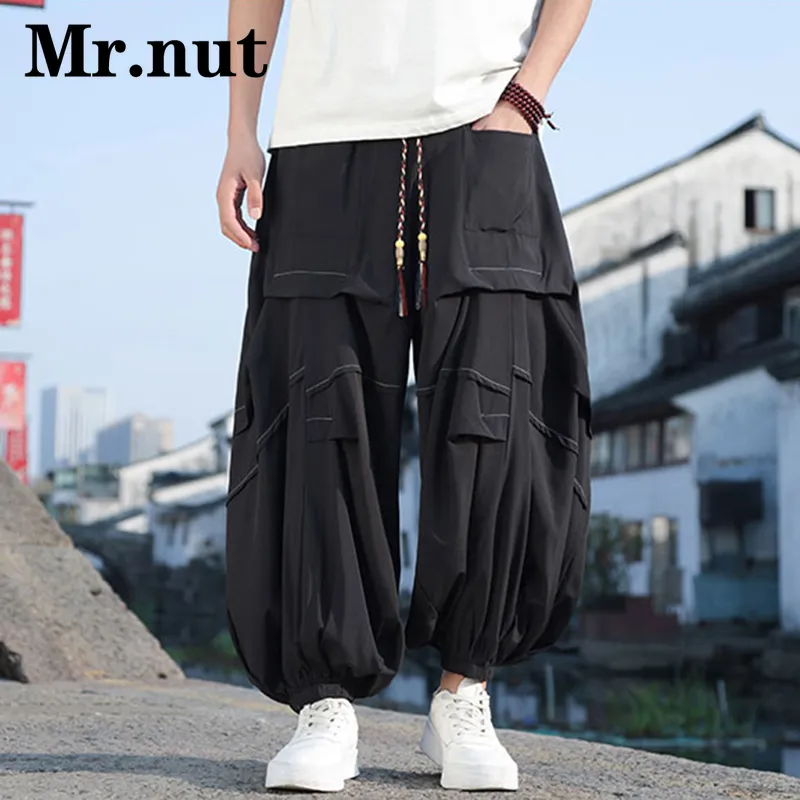 Mens Wide Leg Trousers Ice Silk Loose Fit: Stylish Fold Harem