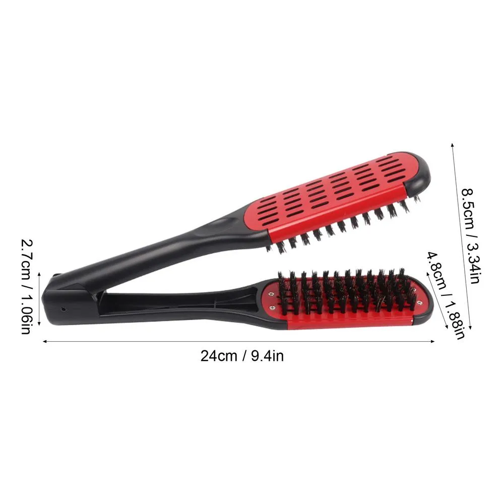 HuYiGGZ Hair Straightening Brush Double-Sided Clamp Bristle Styling Tool Hair Straightener Smoothing Brush Portable Hair Styling Comb For Home Travel - View #10